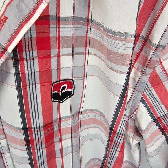 Vintage Rocawear Plaid Button Shirt XL Y2K Red White Black Short Sleeve - Picture 2 of 7